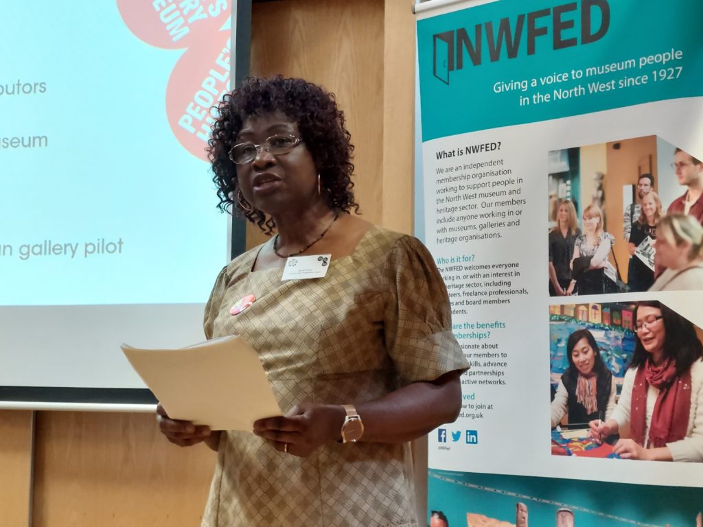 Agnes Fough, People's History Museum Community Team member speaking at NWFed In Conversation event July 2022